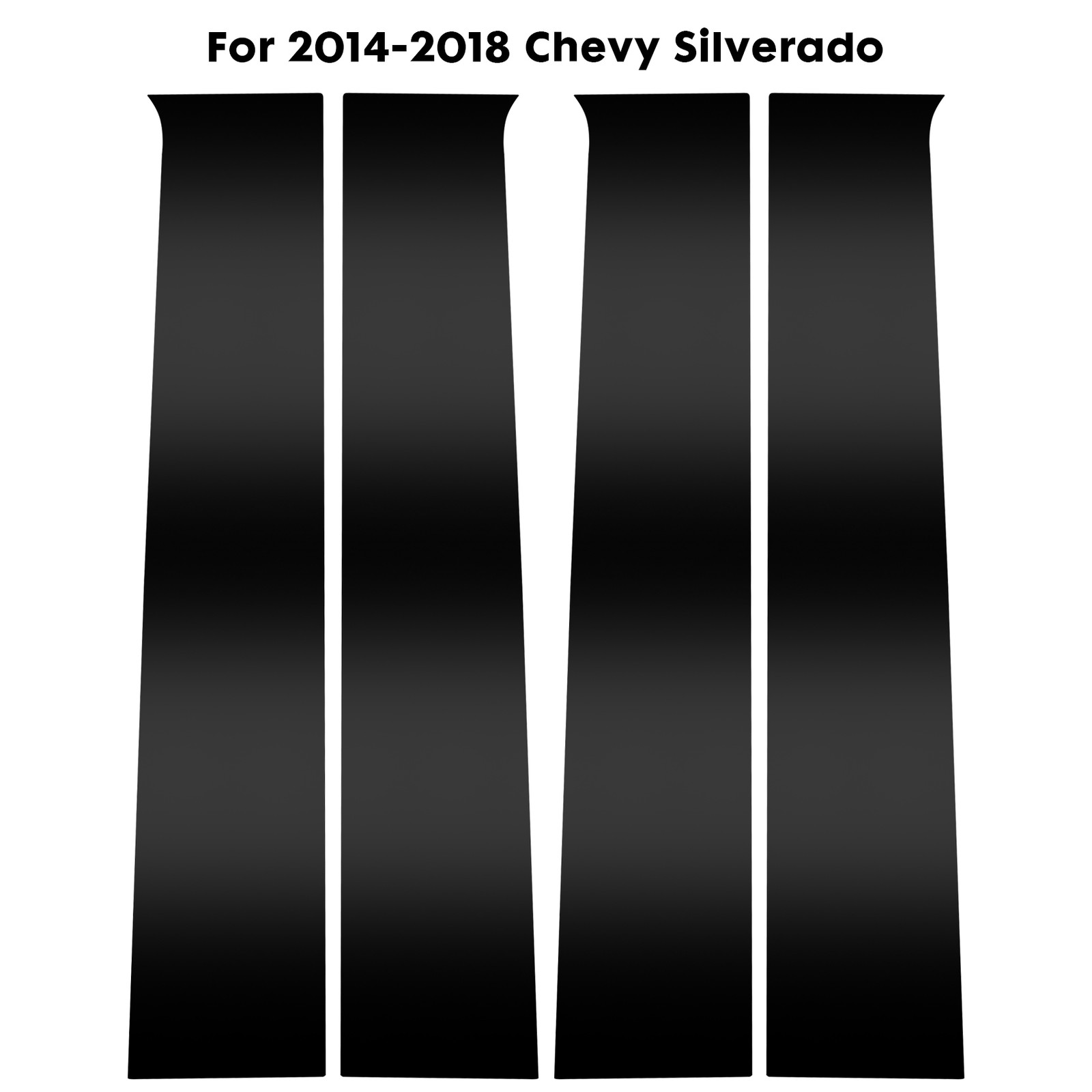 For Chevrolet Silverado 2014-2018 4pcs Pillar Post Door Trim Cover Glossy Black