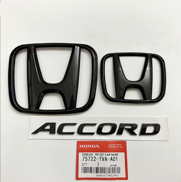 For Honda 2018-22 Accord Sport 2.0T Badge 1Set Front Grille Trunk Emblem Black