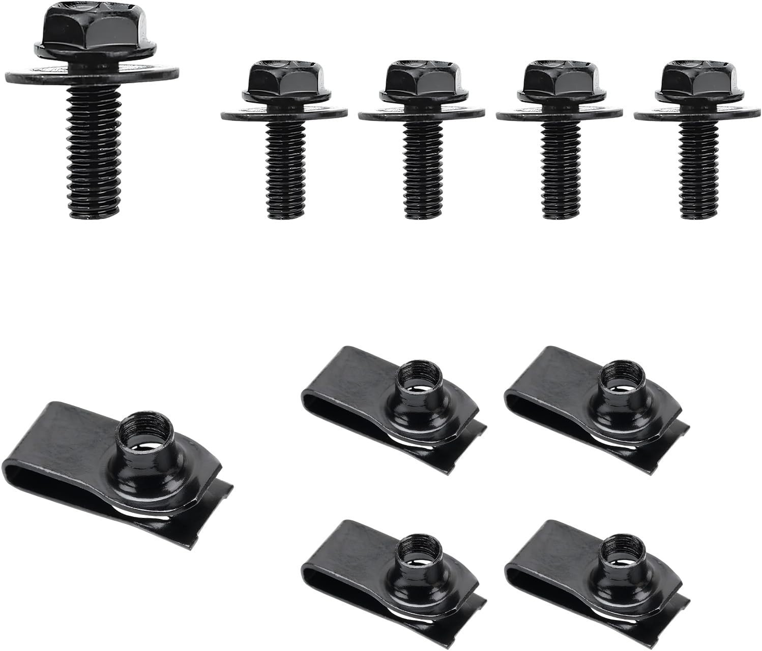 10 PCS Hex Screw U Nut Clip for Fender Bumper Hood Radiator Fasteners