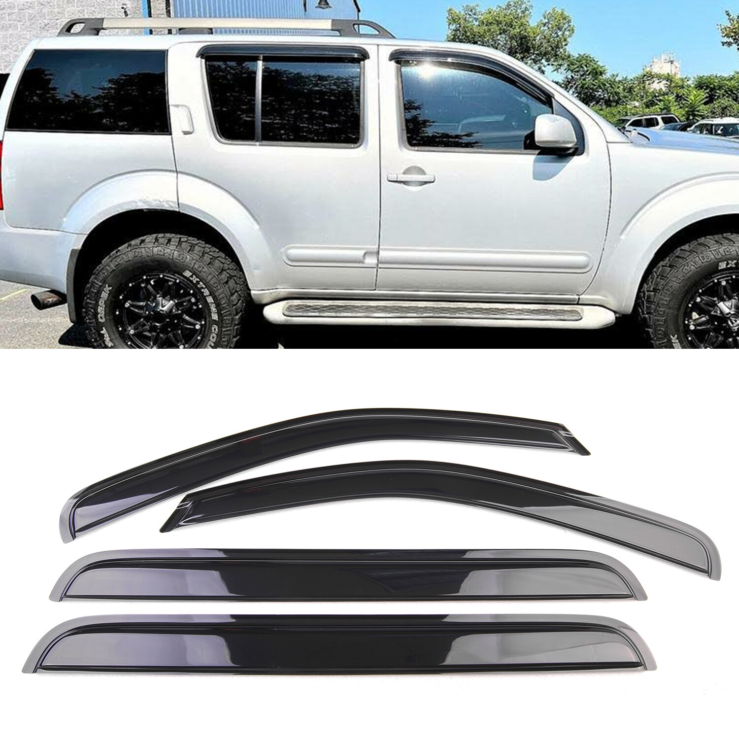 Fit 2005-2012 Nissan Pathfinder Acrylic Window Visors Vent Sun Rain Guard Shade