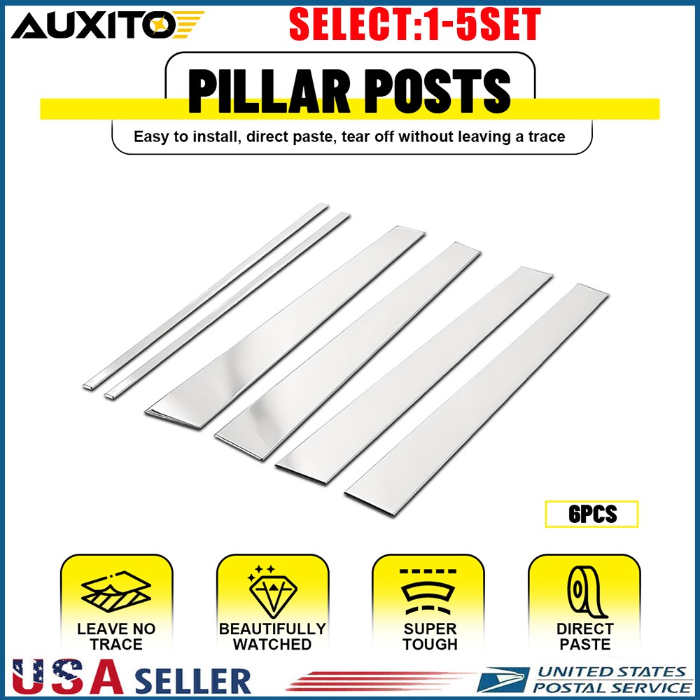 Fit Lincoln Navigator 1997-2017 Stainless Steel Chrome Window Pillar Posts 6-30X