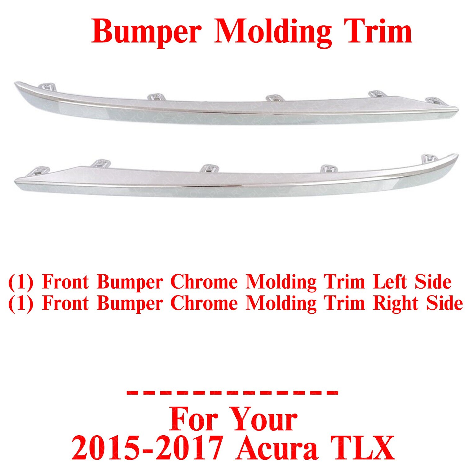 Left & Right Front Bumper Trim Chrome Molding For 2015 2016 2017 Acura TLX Sedan