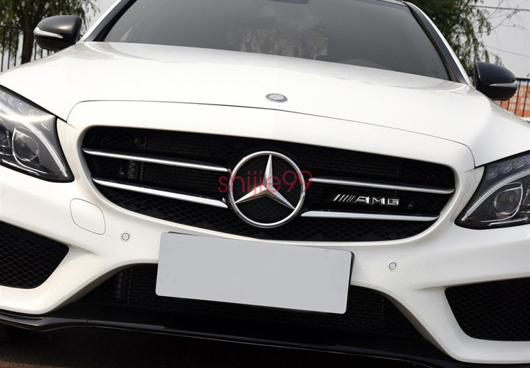 AMG Black Badge Front Bumper Grill Emblem for Mercedes Benz Class C63 W205 W212