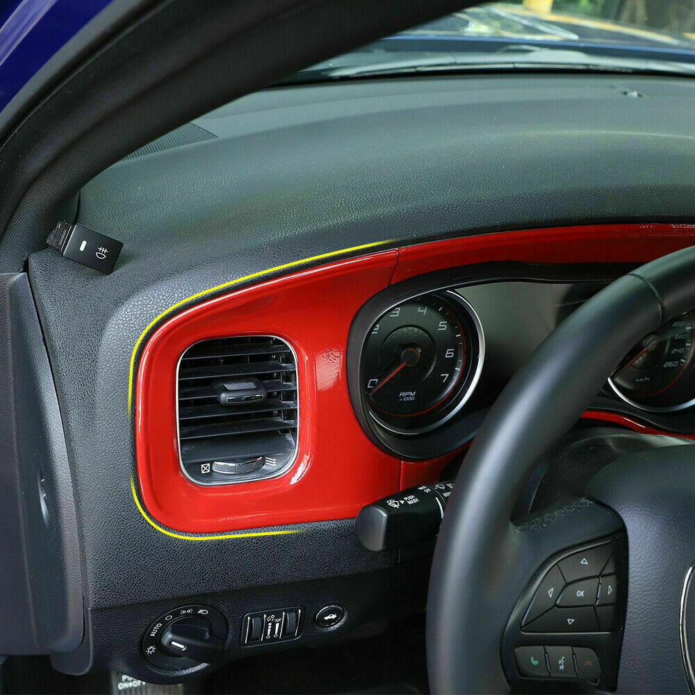 8.4inches Console Dashboard Decor Panel Trim for Dodge Charger 15+ Red Interior