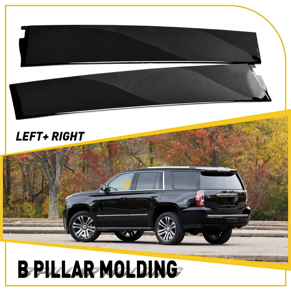 Black Pillar Posts Covers 2PCS Door Trim FOR CHEVY SUBURBAN 2015-2020 Front L+R