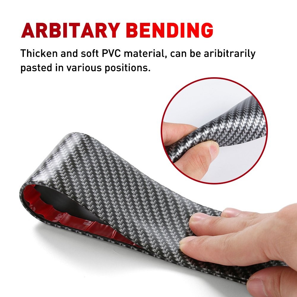 Red Car Door Protector Sill Scuff Cover Sticker Anti-scratch Carbon Fiber Strip