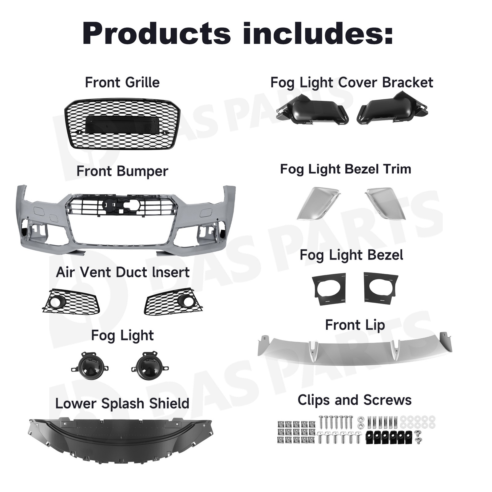 Front Bumper Body Kit Fits 2016-2018 Audi A7 S7 Standard To RS7 Renn Sport Style