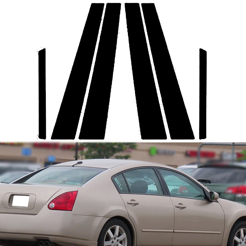 6pc Gloss Black Polycarbonate Window Pillar Post Fit Nissan Maxima A34 2004-2008