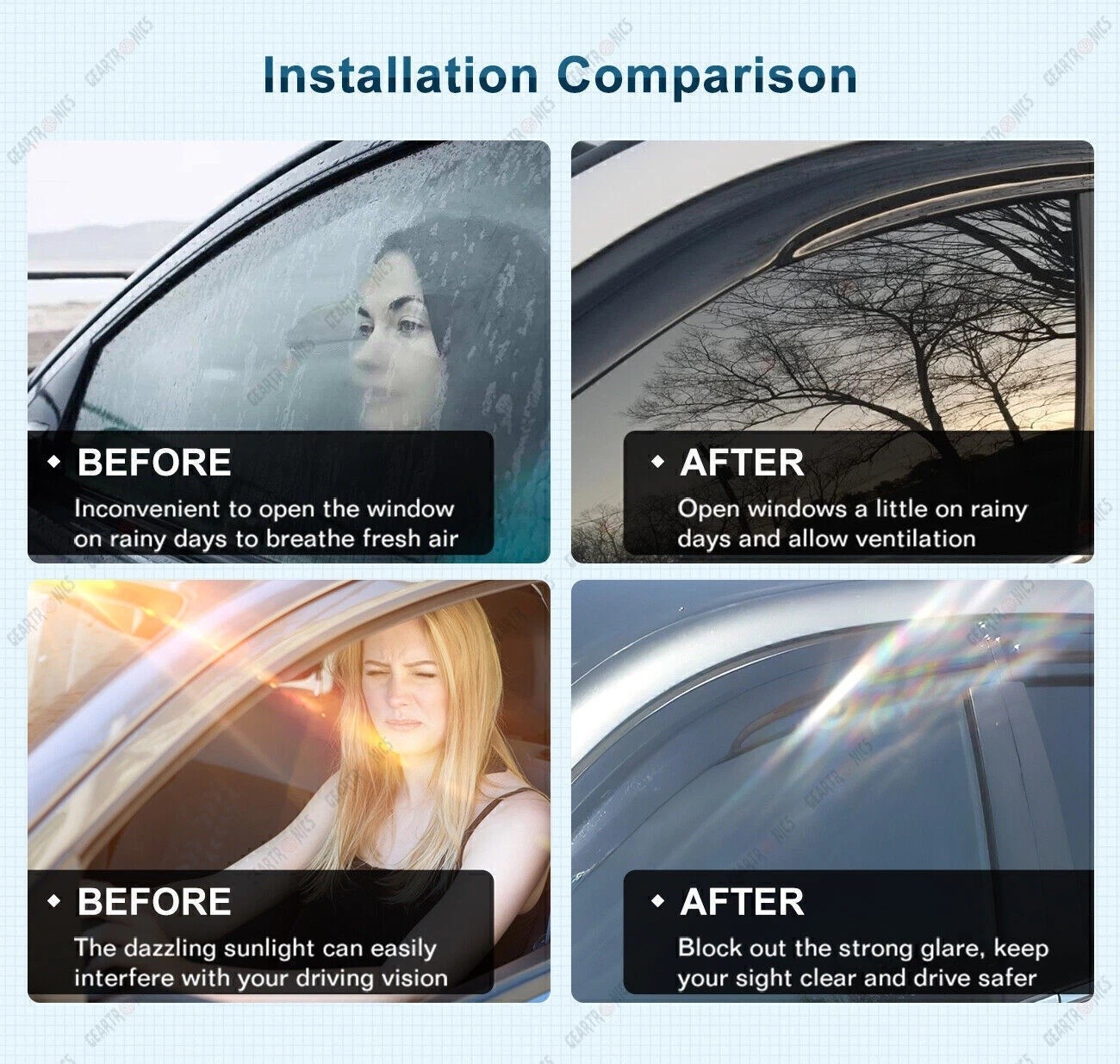 For 2003-2007 Honda Accord 4 Door Sedan Mugen Style Window Visor Sun Rain Guards
