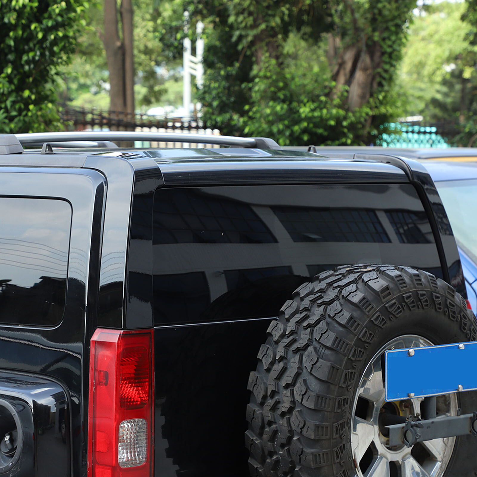 2PCS Glossy Black ABS Rear Side Upper D-Column TrIm Cover For Hummer H3 2005-09