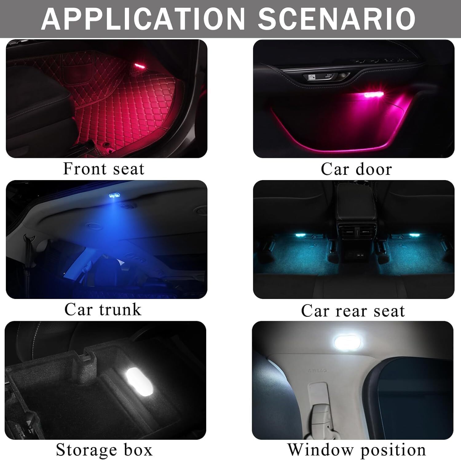 3× Multicolor LED Light Car Atmosphere Ambient Lights Bright Lamp Car Accessorie