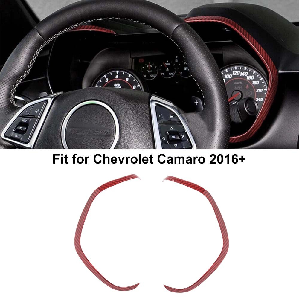 Red Carbon Fiber Dash Gauge Meter Box Frame Cover Trim for Chevy Camaro 2016-23