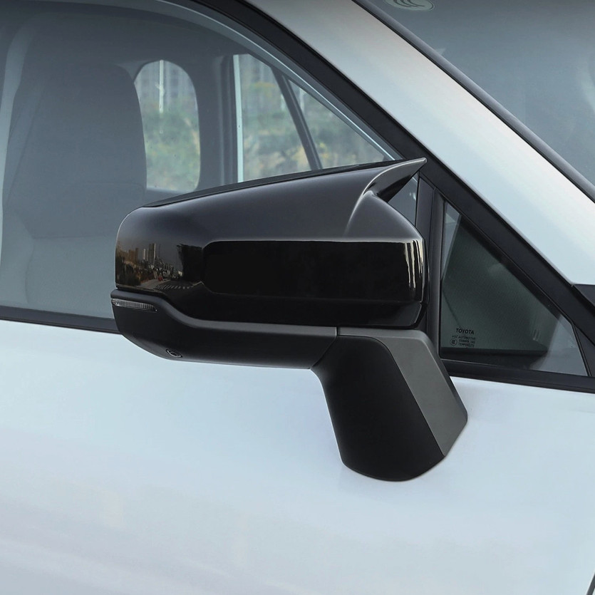 2pcs Glossy Black OX Horn Rearview Mirror Cover Trim For Toyota RAV4 2026