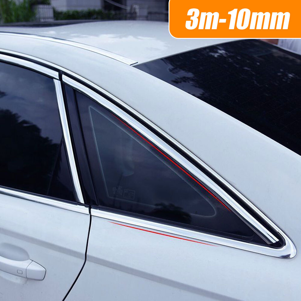 3m x 10mm Car Door Window Side Chrome Strip Sticker Moldings Trim Tape Silver