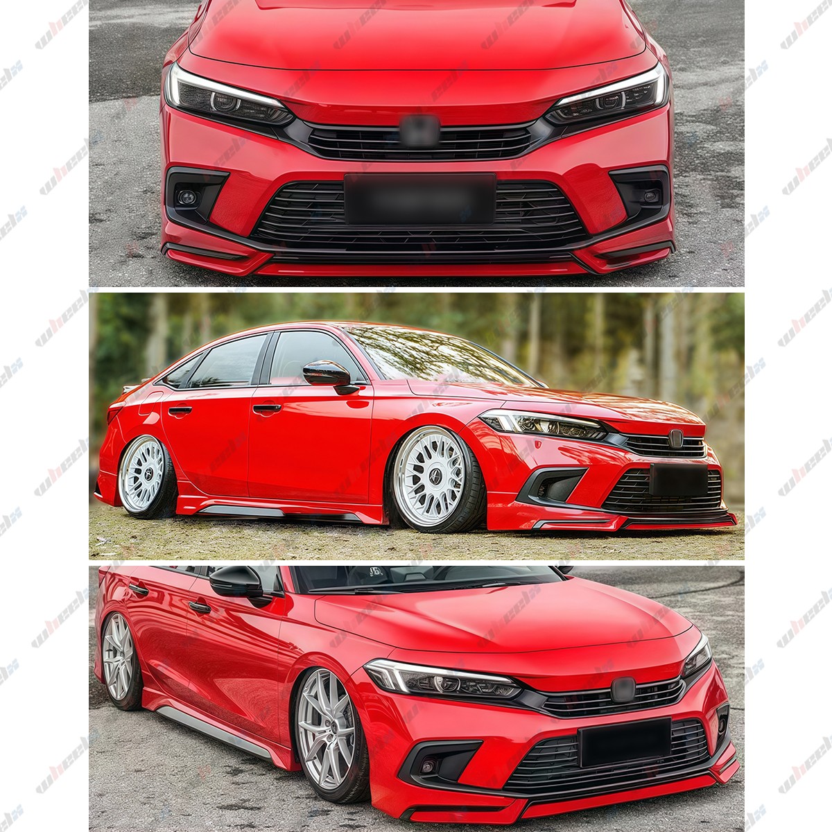 For 2022-24 11th Honda Civic Yofer V3 Glossy Black Front Bumper Lip Splitter Kit