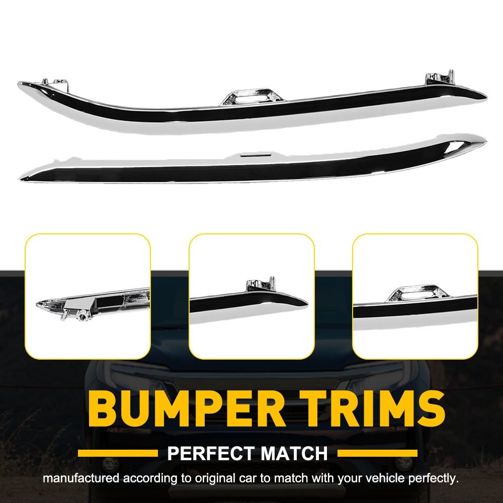 Front Bumper Cover Molding Trim For 19-2022 Honda Pilot Gloss Chrome Left Right
