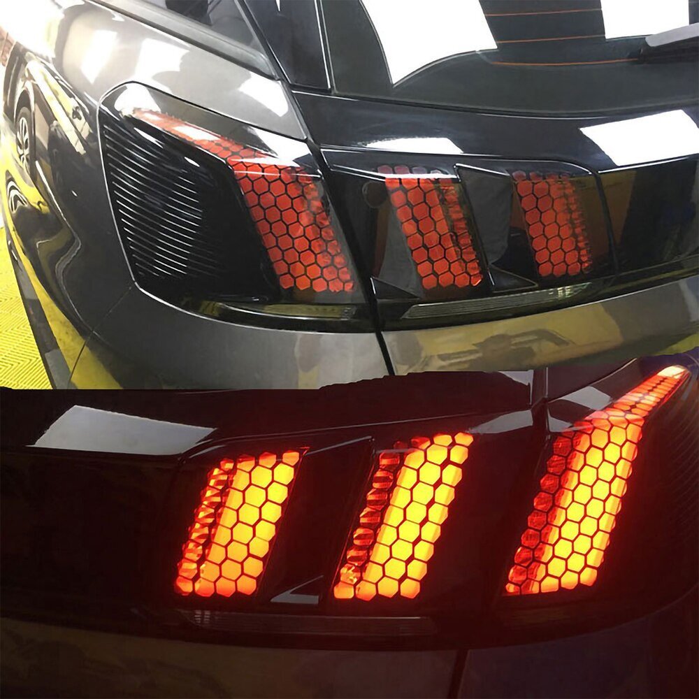 2* Car Rear Tail Light Cover Black Honeycomb Sticker Tail-lamp Decal Accessorie