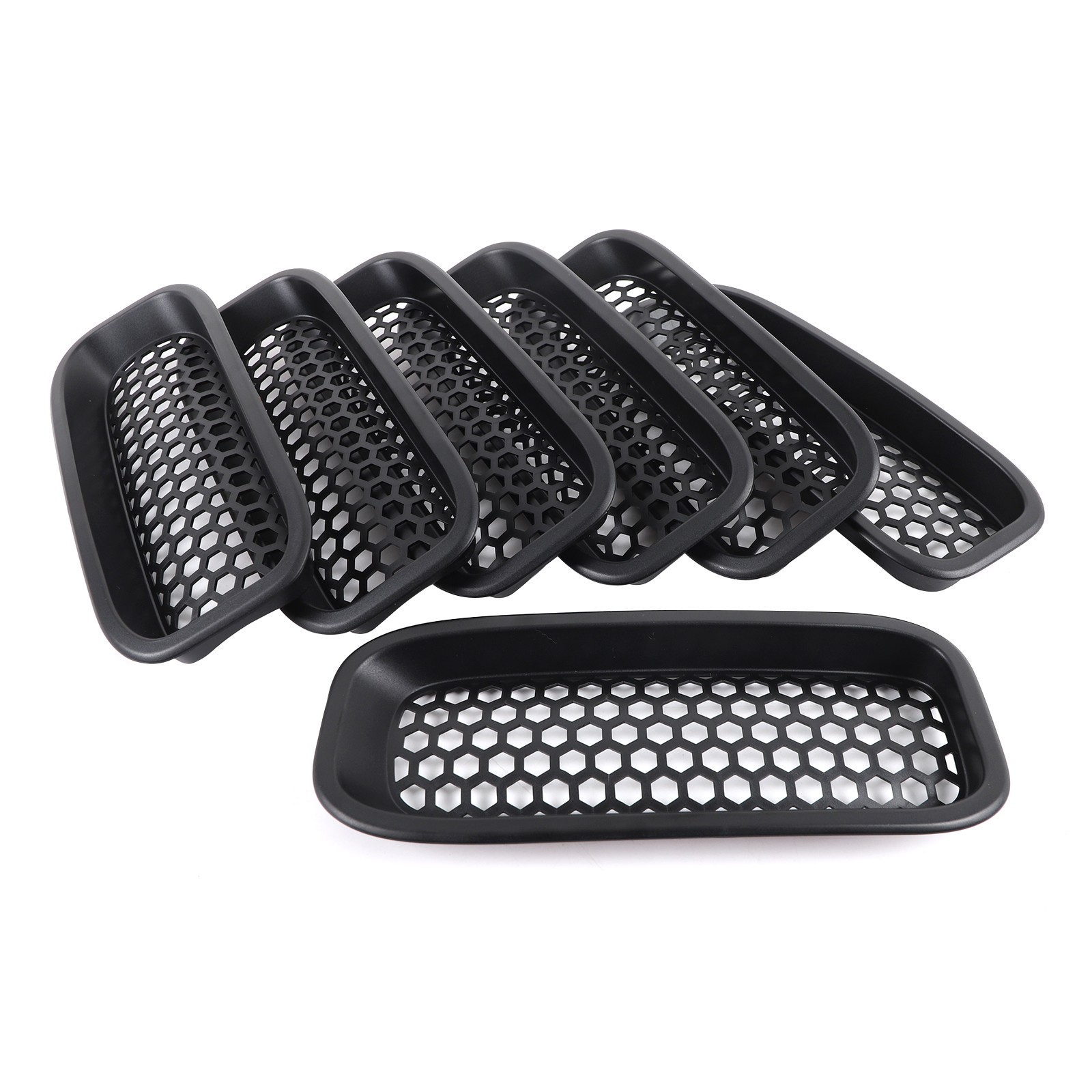 7PCS Front Grille Inserts Cover Trim Accessories Black For Hummer H2 2003-2009