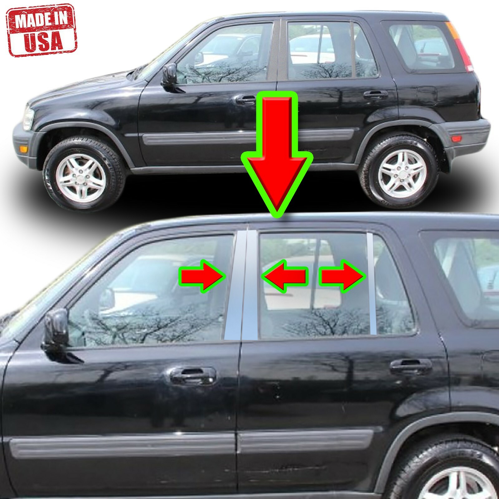 Chrome Pillar Trim for Honda CRV 97-01 6pc Set Door Cover Mirrored Window Post