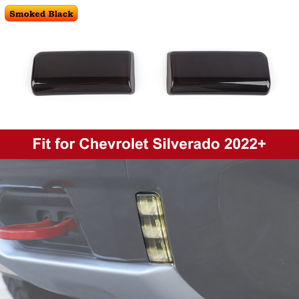 Smoked Front Fog Light Lamp Guard Decor Cover Trim For Chevrolet Silverado 2022+