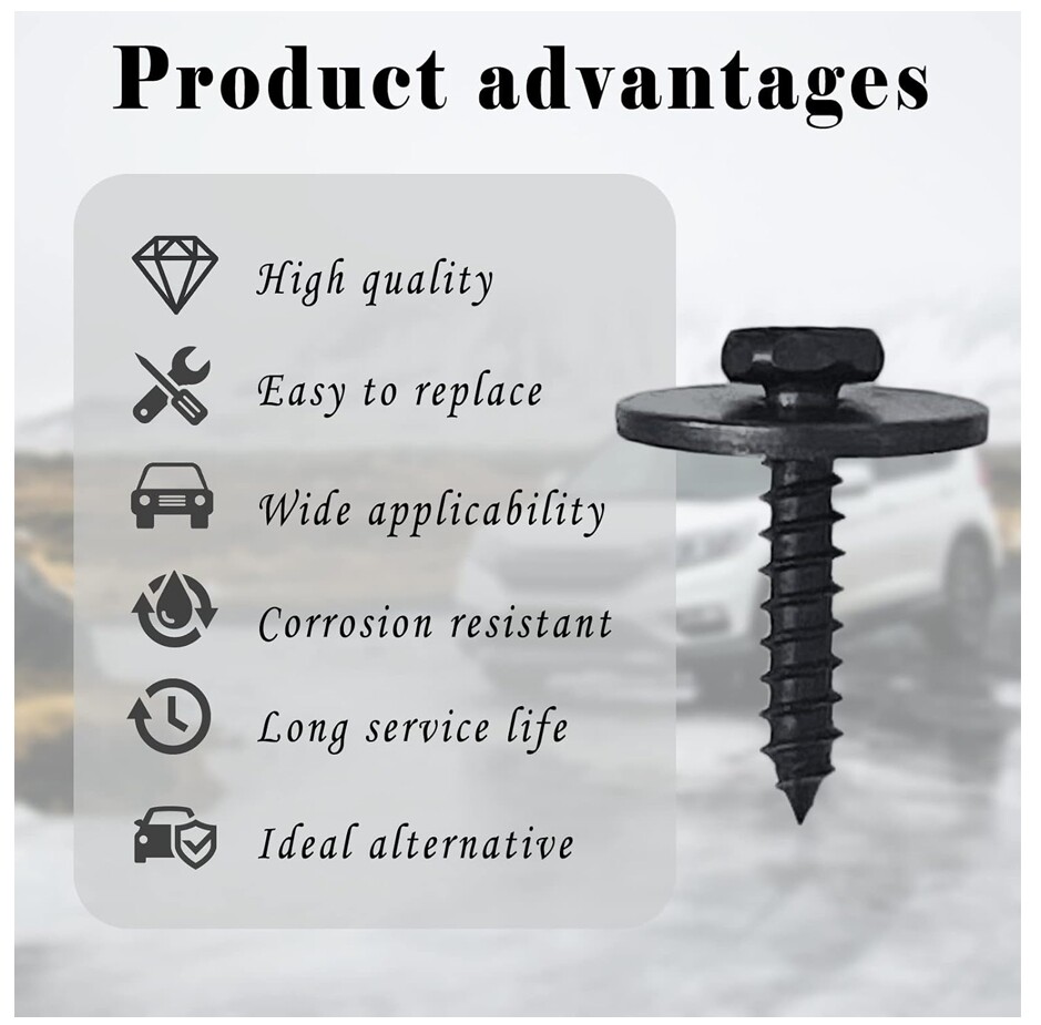 (50 Pcs) Car Body Fender Metal Screws Bumper Retainer Clips Bolts 7.8mm Hex Head
