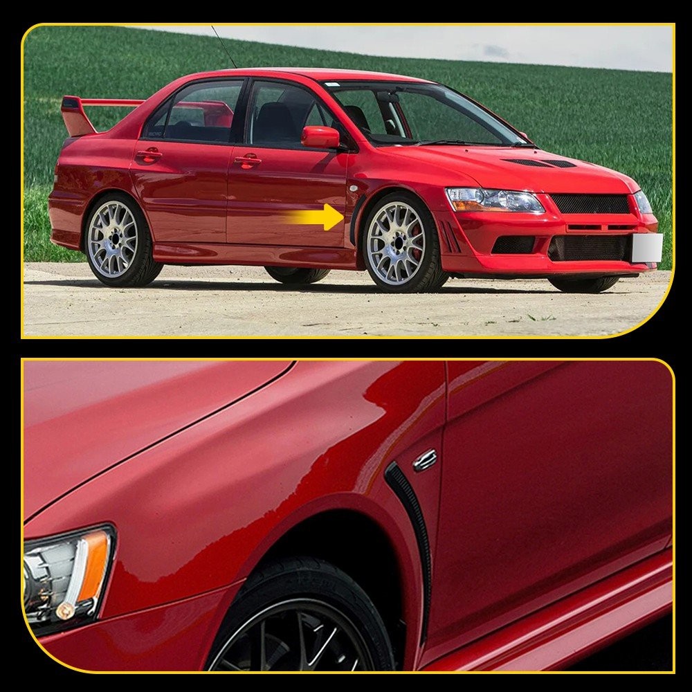 2X Black Front Fender Side Vent Cover For Mitsubishi Lancers 2002 03-2016 Evo EV