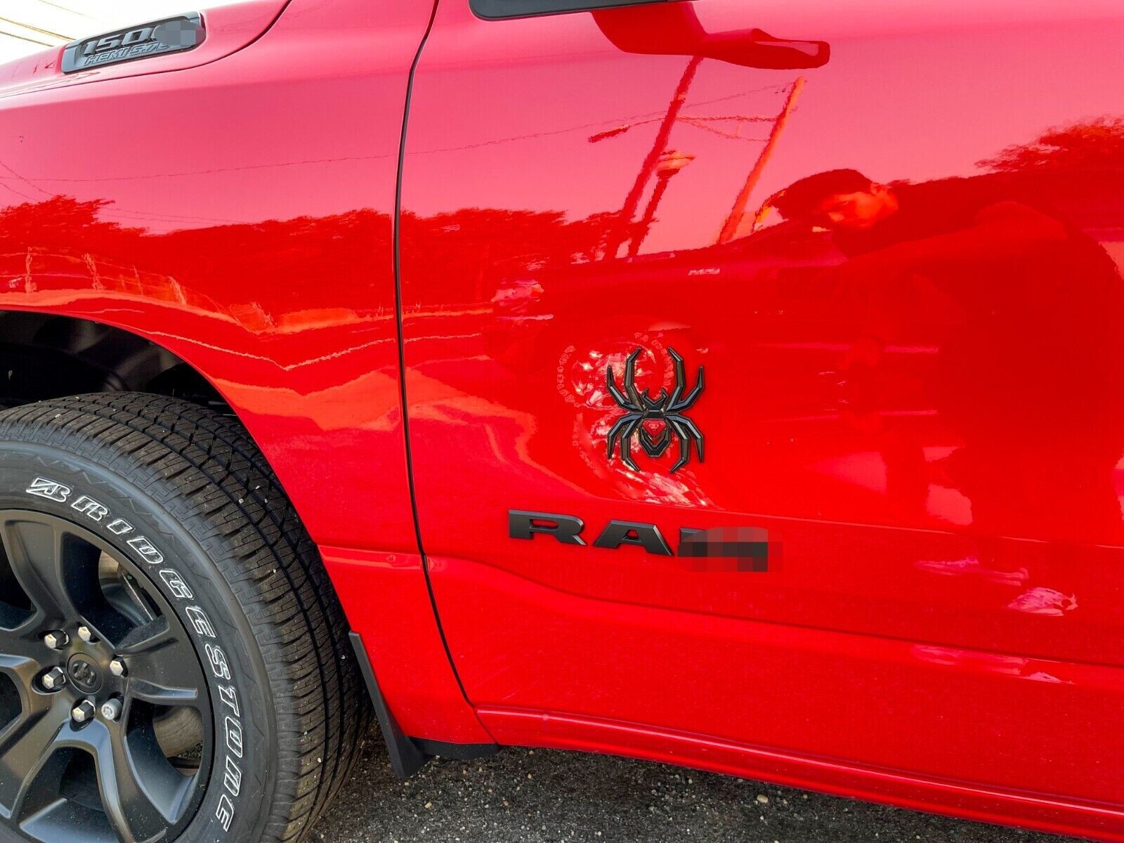 2 X Black Red Spider Emblem For F-150 Silverado Sierra RAM Black Widow Edition