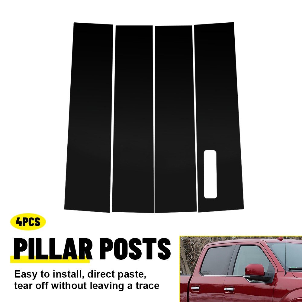 4x Window Posts Pillar Trim For 15-2021 Ford F-150 with Keypad Accessories Black