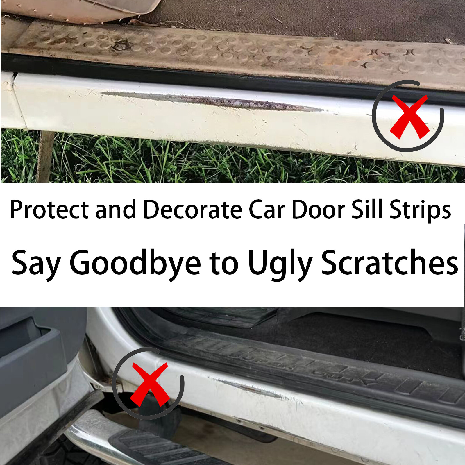 CUSTOM TEXT Car Door Sill Protectors Sticker for Ford Super Duty F250 F350 F450