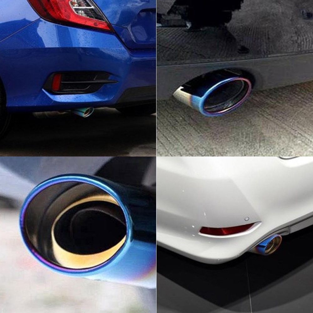 Car Auto Blue Rear Exhaust Pipe Tail Muffler Tip Throat Tailpipe Auto Parts