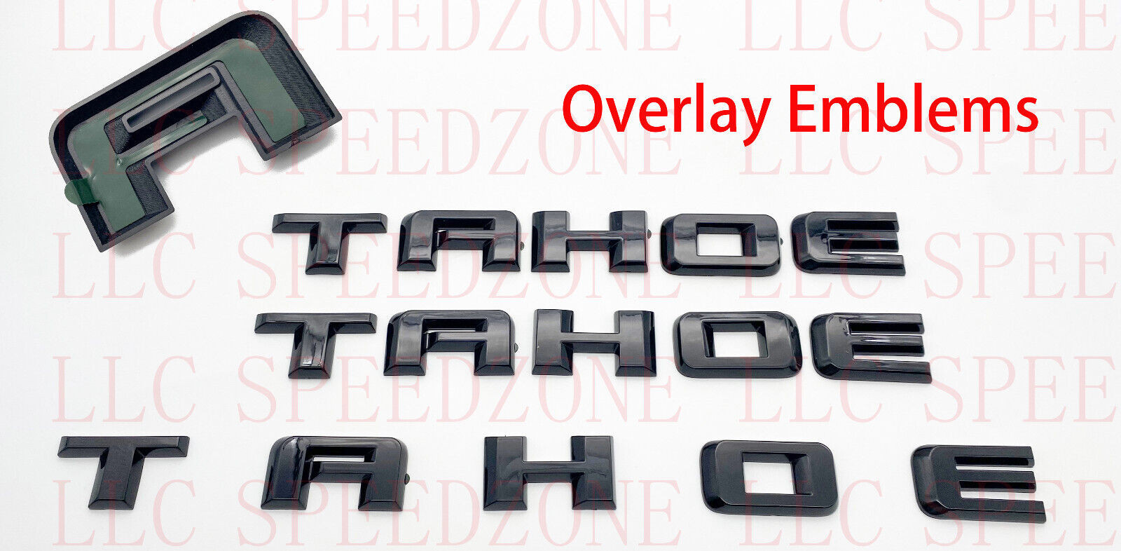 Overlay 3PCS SET Gloss Black Tailgate Tahoe RST Emblem Fit 2021+ Chevrolet Tahoe