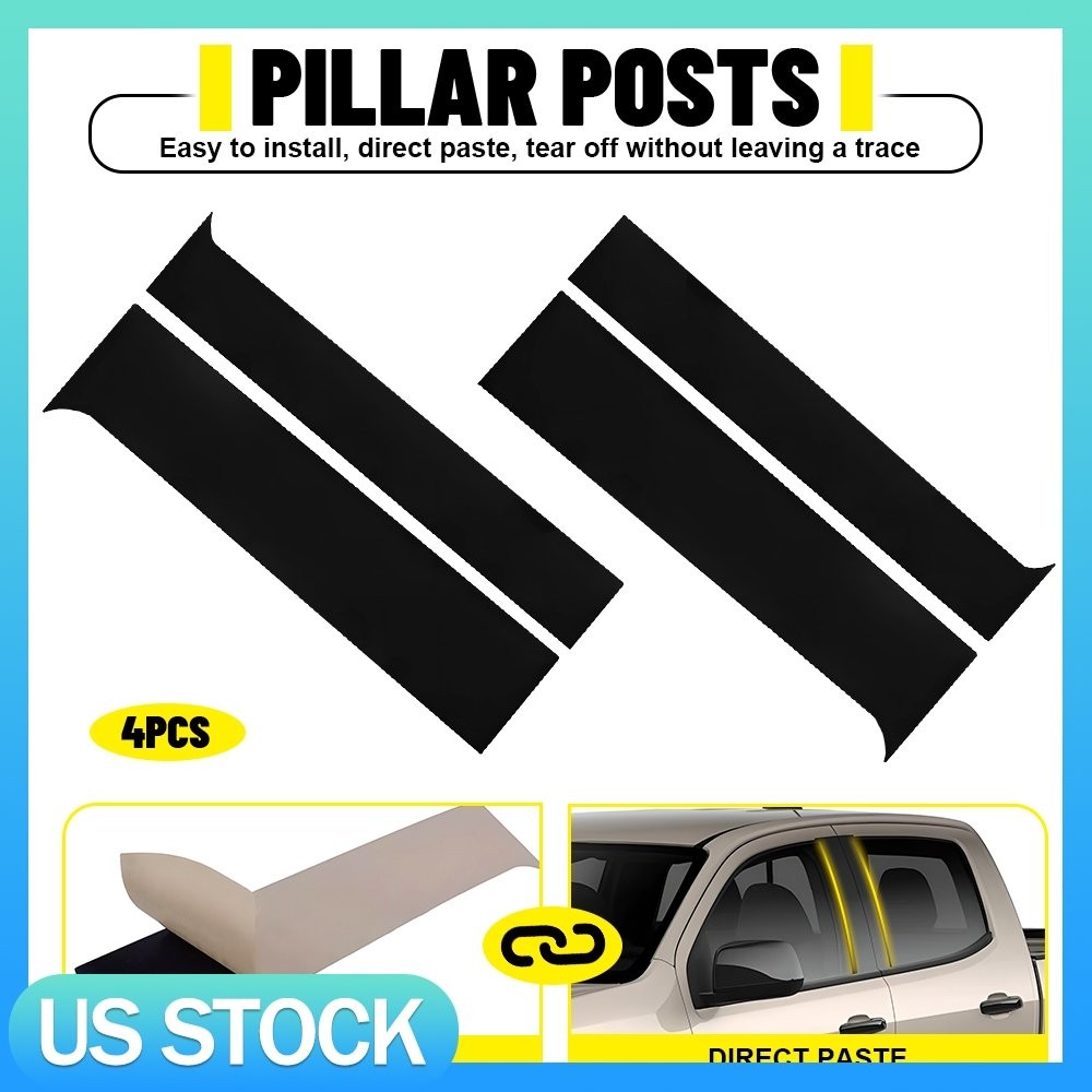 4X Side B Pillar Door Trim Cover Black For 2015-2022 Chevy Colorado & GMC Canyon