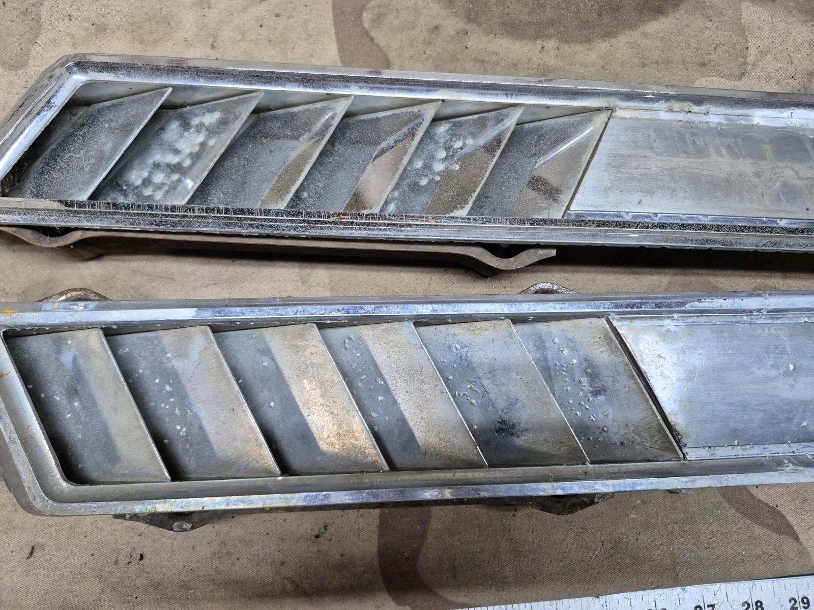 1966 Oldsmobile Starfire left Right Fender Moulding Vents OEM Trim Chrome