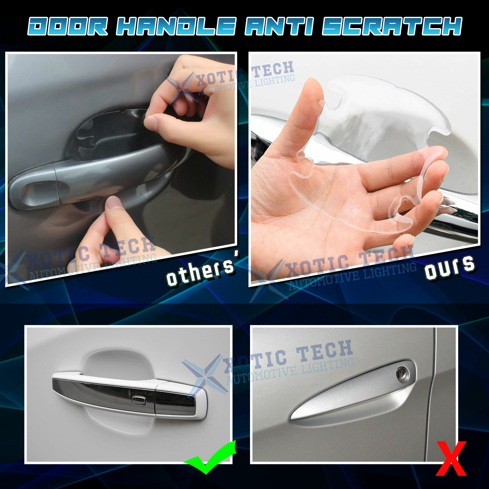 4x 3D Epoxy Scotchguard Clear Scratch Protector Door Handle Cup Film Sticker