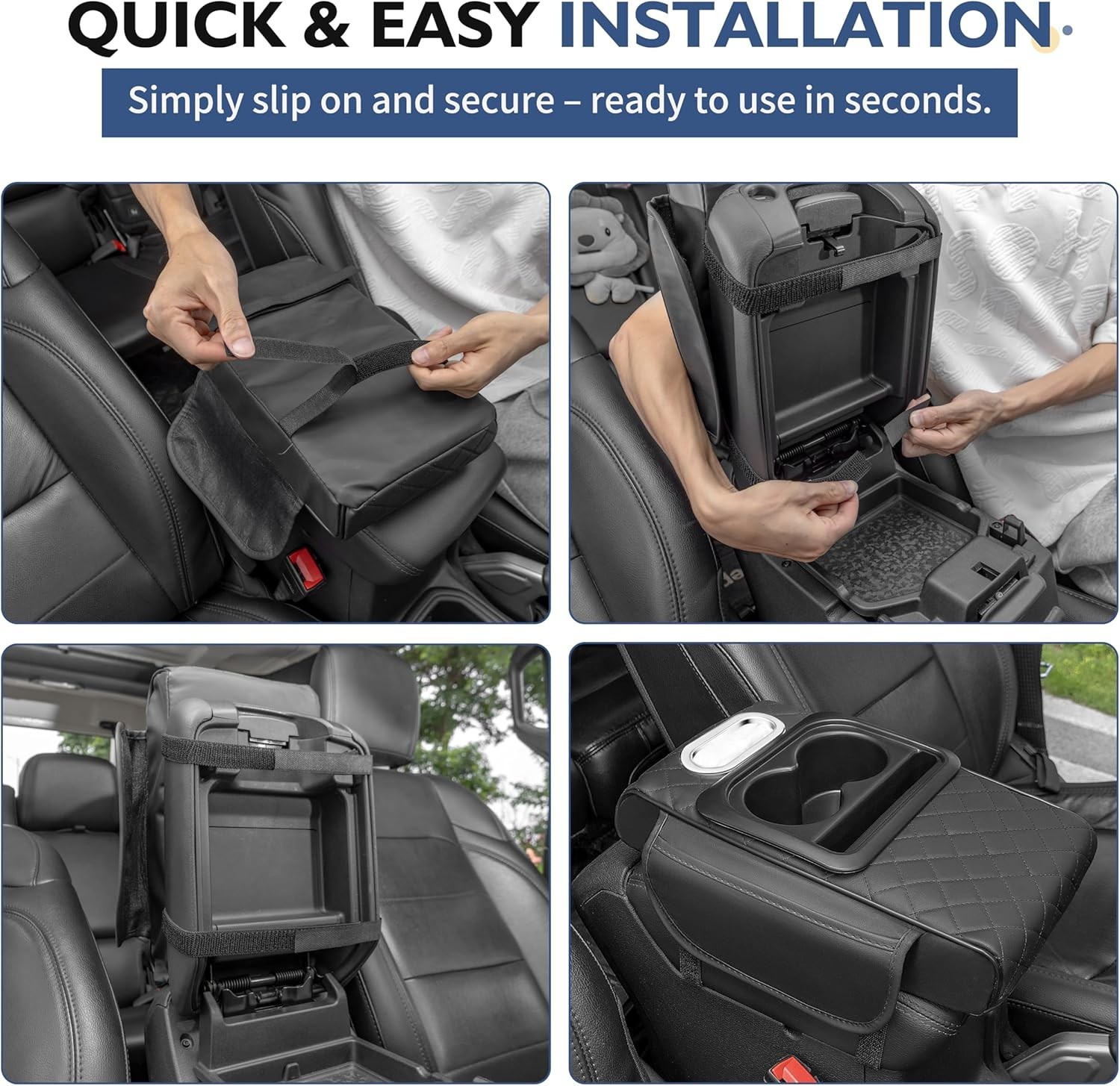 Car Armrest Cushion Center Console Organizer Cup Holder Tissue Box Phone Pad