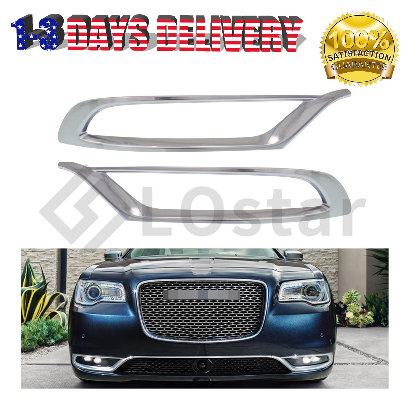 2 x Front Left Right Bumper Fog Light Cover Trim Set Fit 2015-2022 Chrysler 300