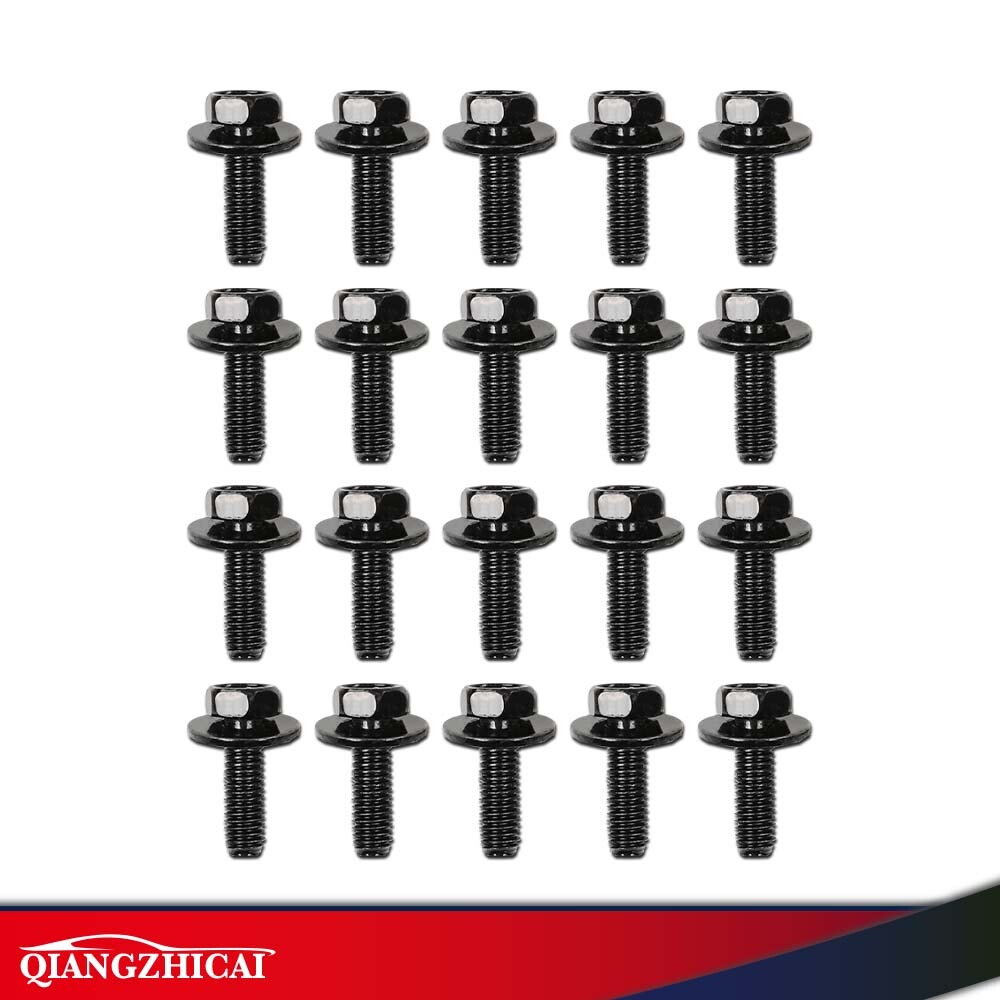 Fit For Honda Body Bolts-M6-1.0 x 20mm Long- 10mm Hex- 17mm Washer- 20Pcs bolts