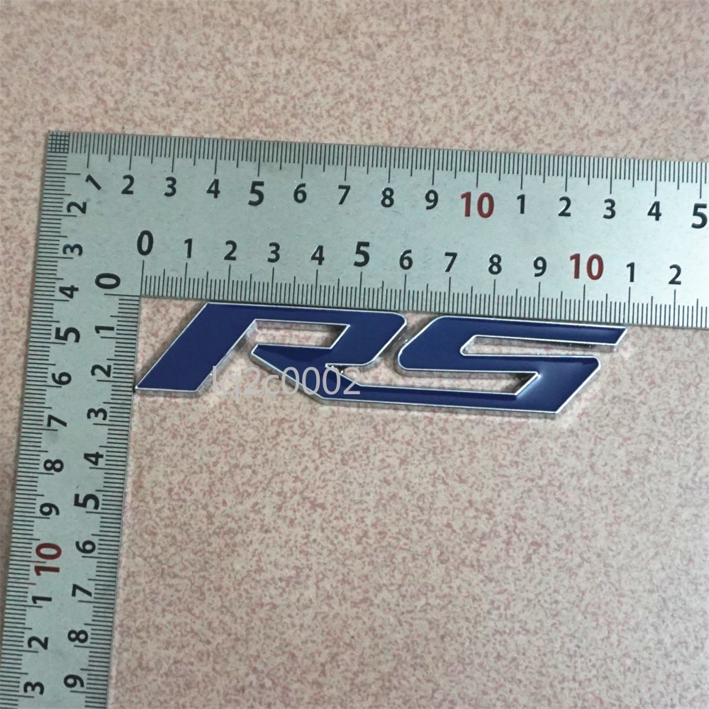 1x Chrome Blue Silver RS Metal Badge Sticker Emblem Decal Sports Racing Motor GT