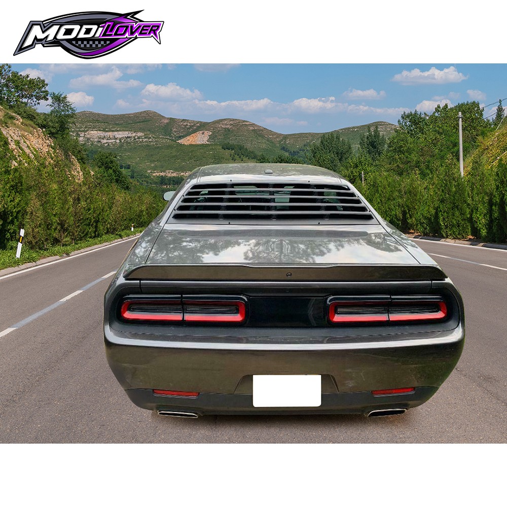 Fits 08-23 Dodge Challenger Rear Window Louver Cover PU Unpainted Black
