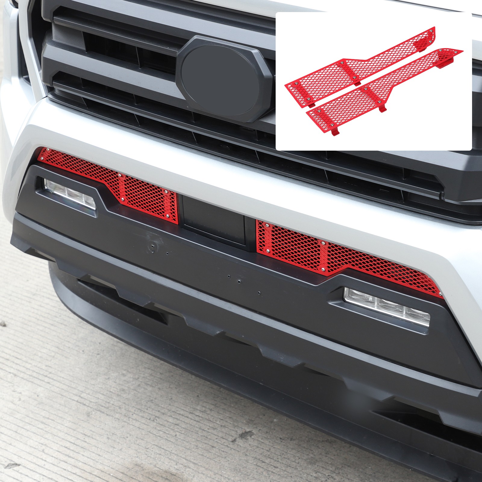 S.Steel Red Front Lower Bar Intake Grille Anti-Insect Net For Toyota Tacoma 24+