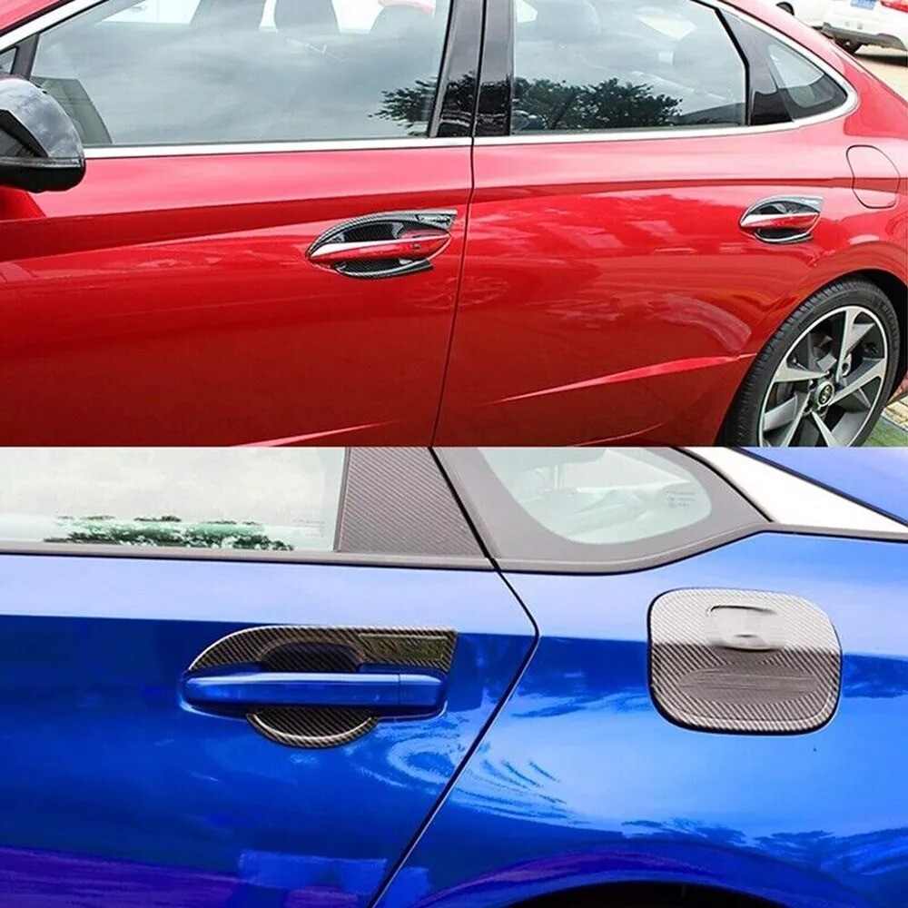 Carbon Fiber Exterior Door Handle Bowl Cover Trim 4Pcs For Toyota Camry 2018-24