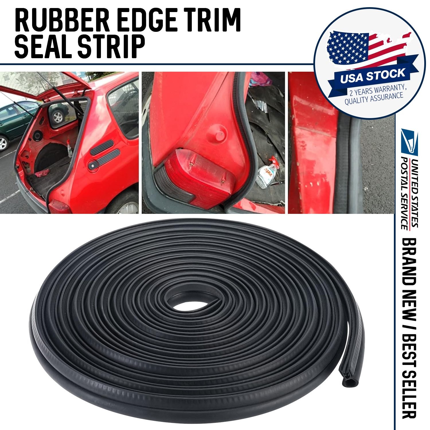 Black 4M U Shaped Rubber Seal Car Door Edge Guard Molding Trim Protectors Strip