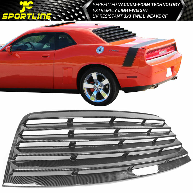Fits 08-23 Dodge Challenger IKON Carbon Style Rear Window Louver Sun Shade Cover