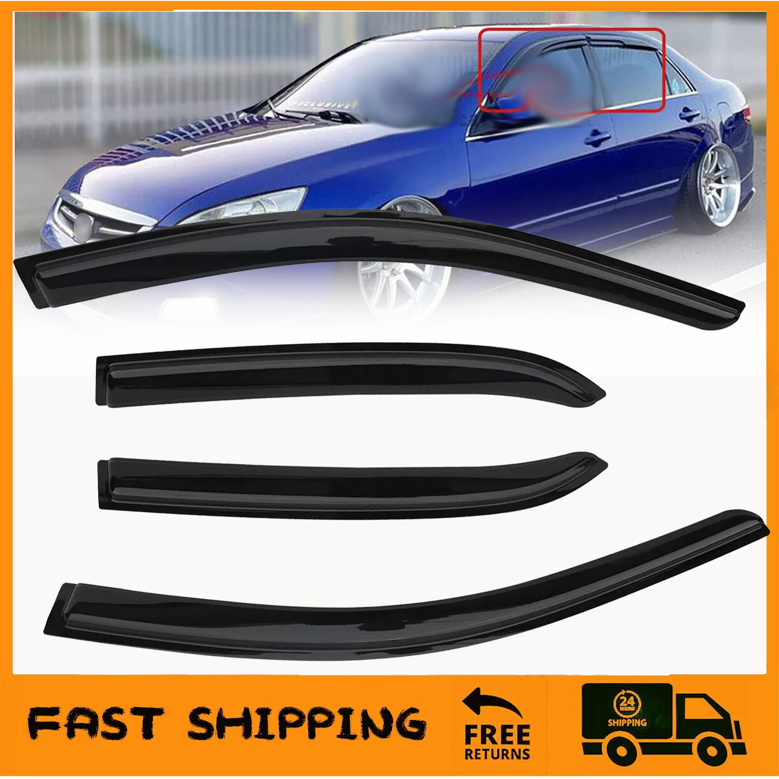 For 2003 2004 2005-2007 Honda Accord 4 Door Sedan Window Visor Sun Rain Guards