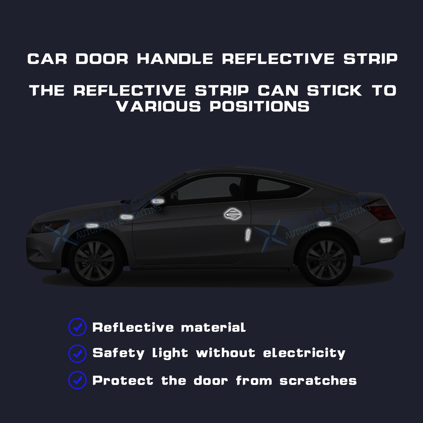 8PCS Reflective White Door Handle Guard Film Stickers For BMW 3 4 5-Series X1 X5