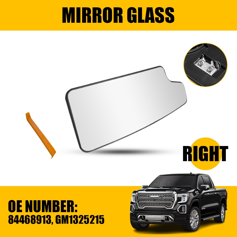 Right Towing Lower Mirror Glass For 2020-2021 Chevy Silverado GMC Sierra 1-5SET