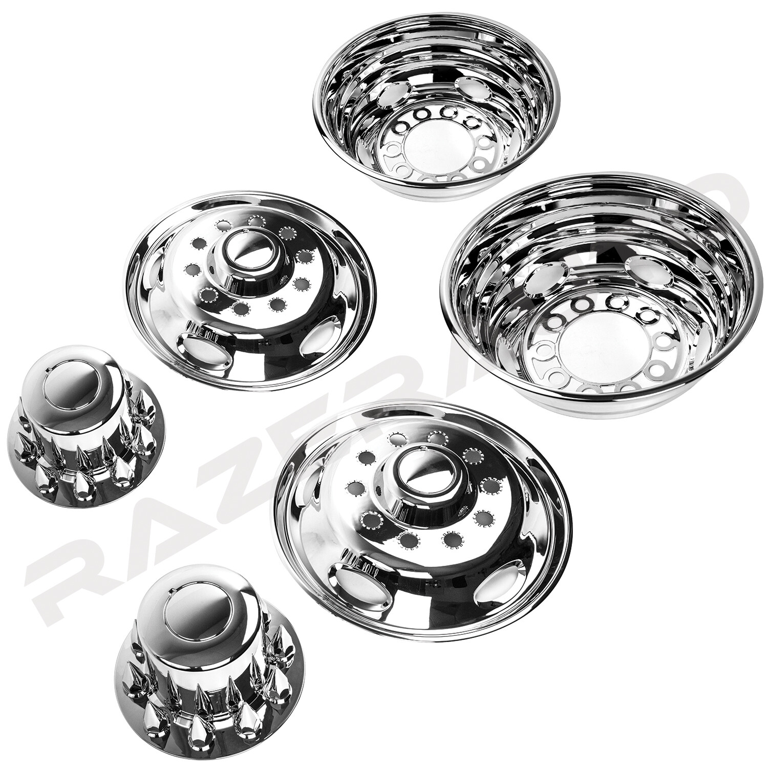 Chrome 19.5″ Wheel Simulator Liner+Center Caps Cover for 05-11 Dodge RAM Dually