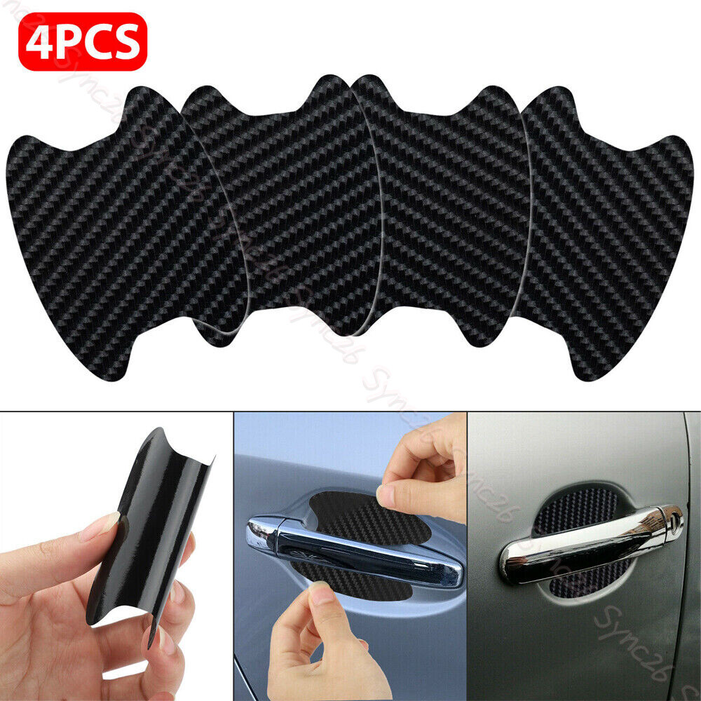 4x Car Accessories Door Handle Protector Film Anti-Scratch Stickers Carbon Fiber