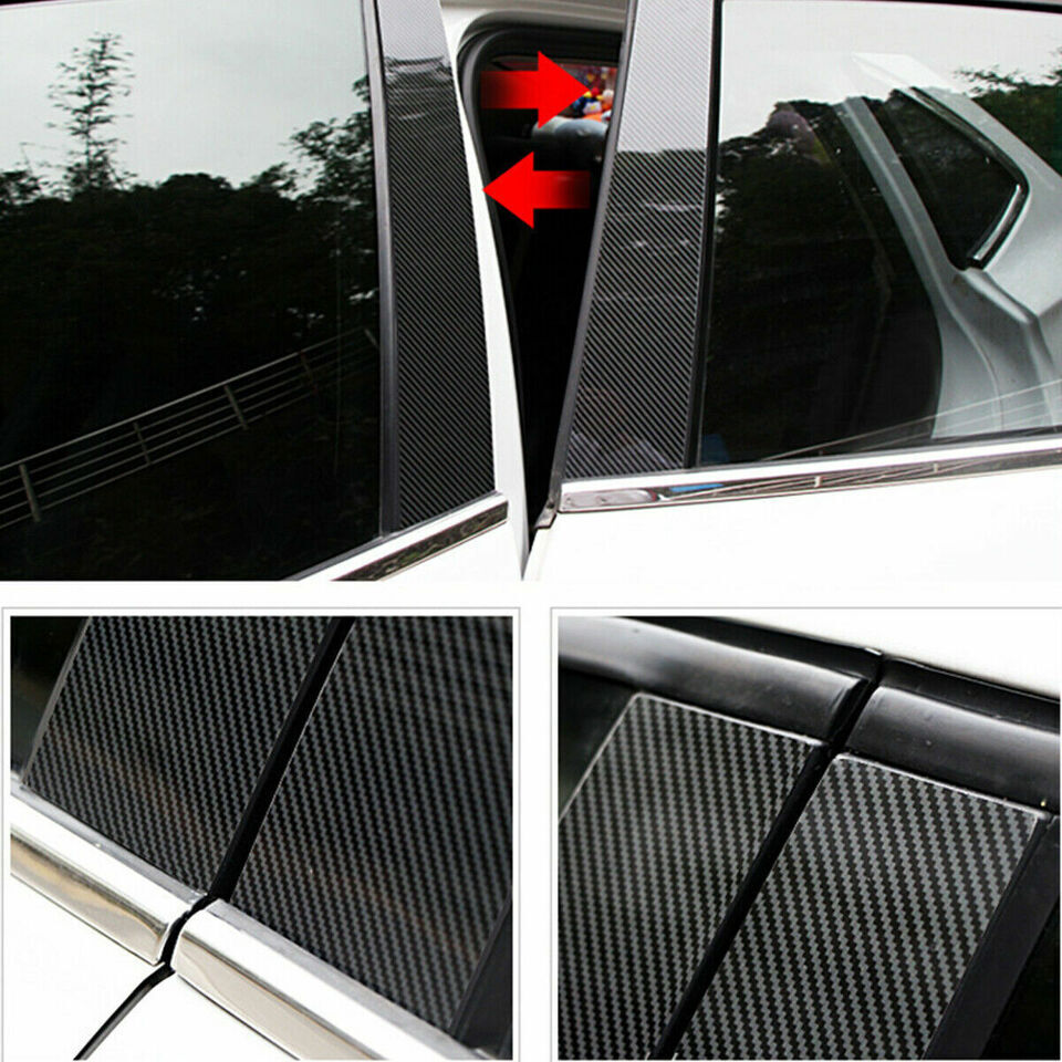 6Pcs Carbon Fiber Pillar Posts Door Trim Cover For Honda Civic Sedan 2022-2023