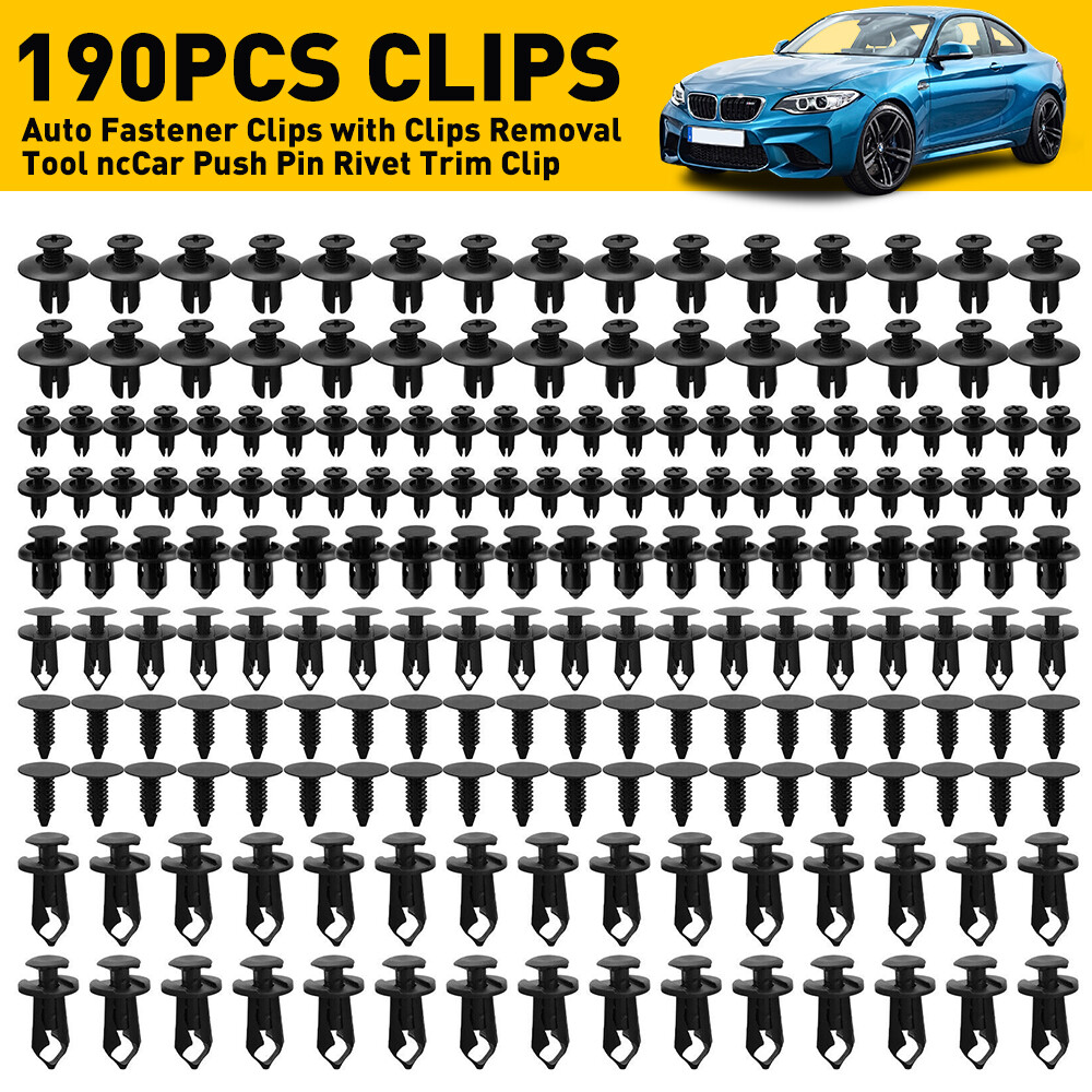 190pcs Car Rivets Splash Guard Grille Panel Clips Fastener Screws Bumper 6-Size